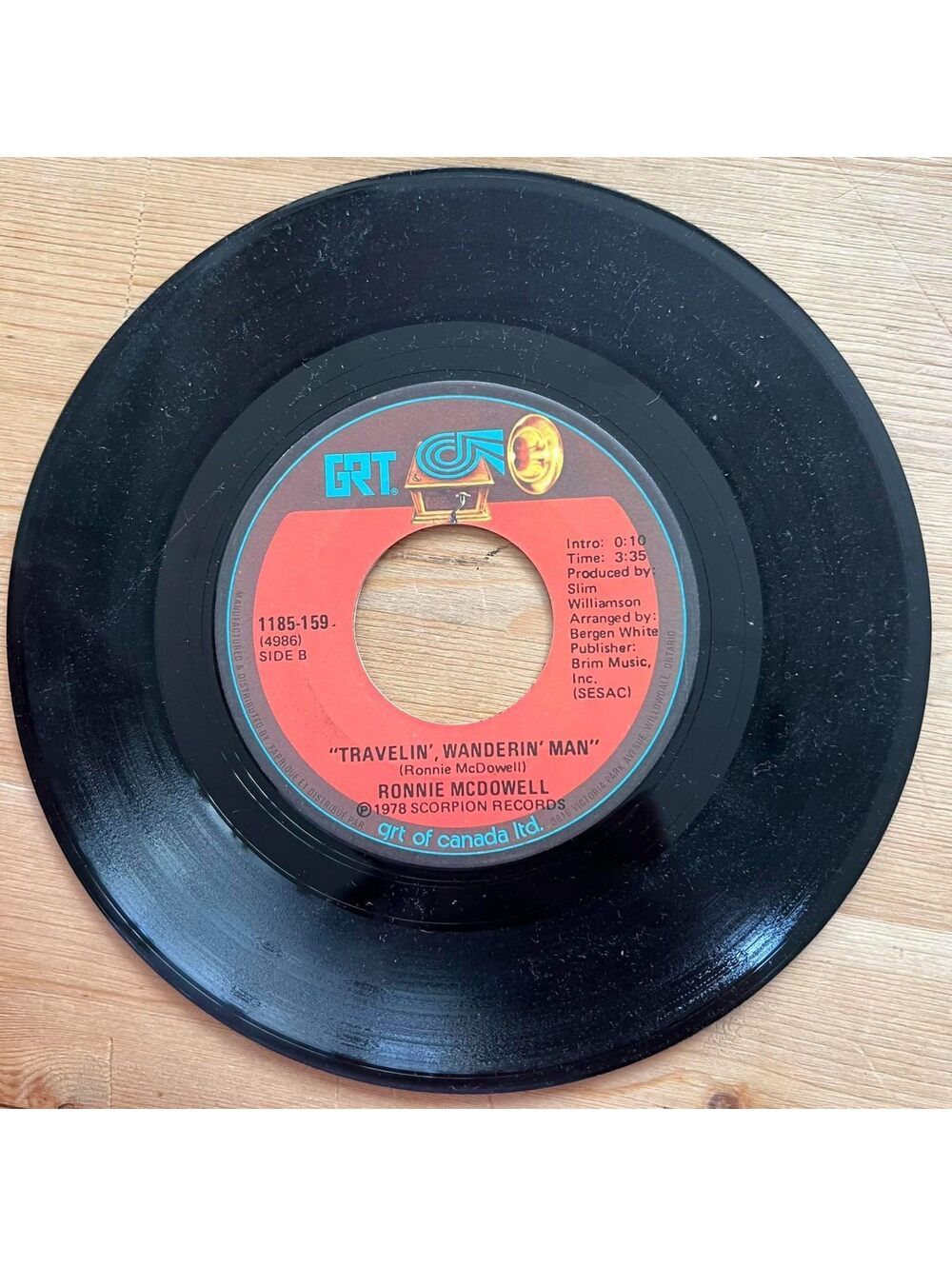 Ronnie Mcdowell - Travelin', Wanderin' Man 45rpm VG+ R20
